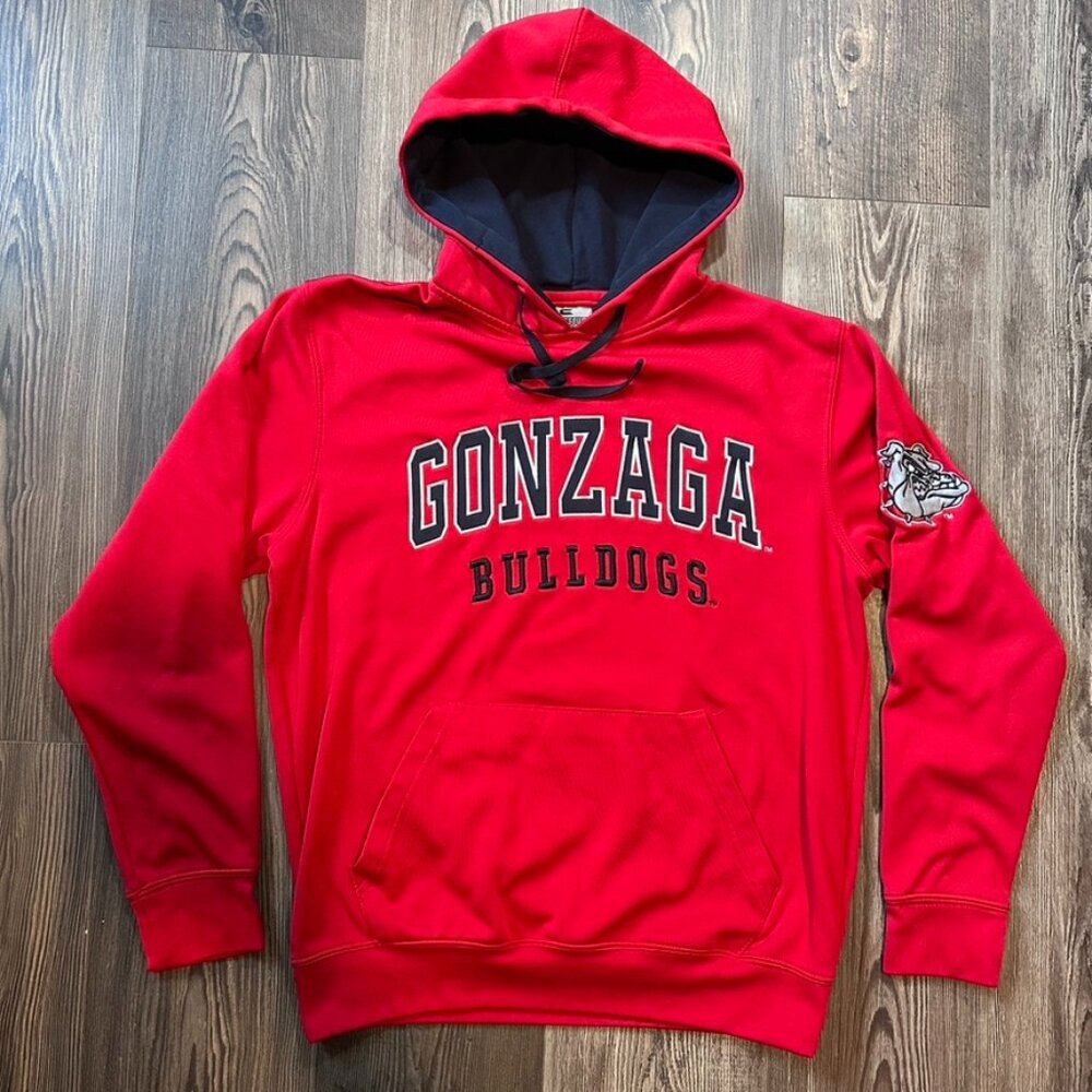 Gonzaga Bulldogs Mens Performance Hoodie Fleece Small Red Black NCAA Colosseum